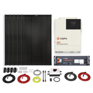 500W Solar Kit with 5x100W Rigid Panels, A 3500W All-In-One Inverter, and A 100Ah Lithium Battery